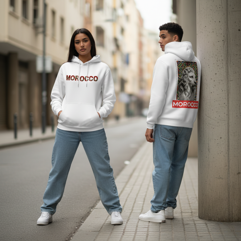 Hoodie Zelij Heritage Lion - Blanc