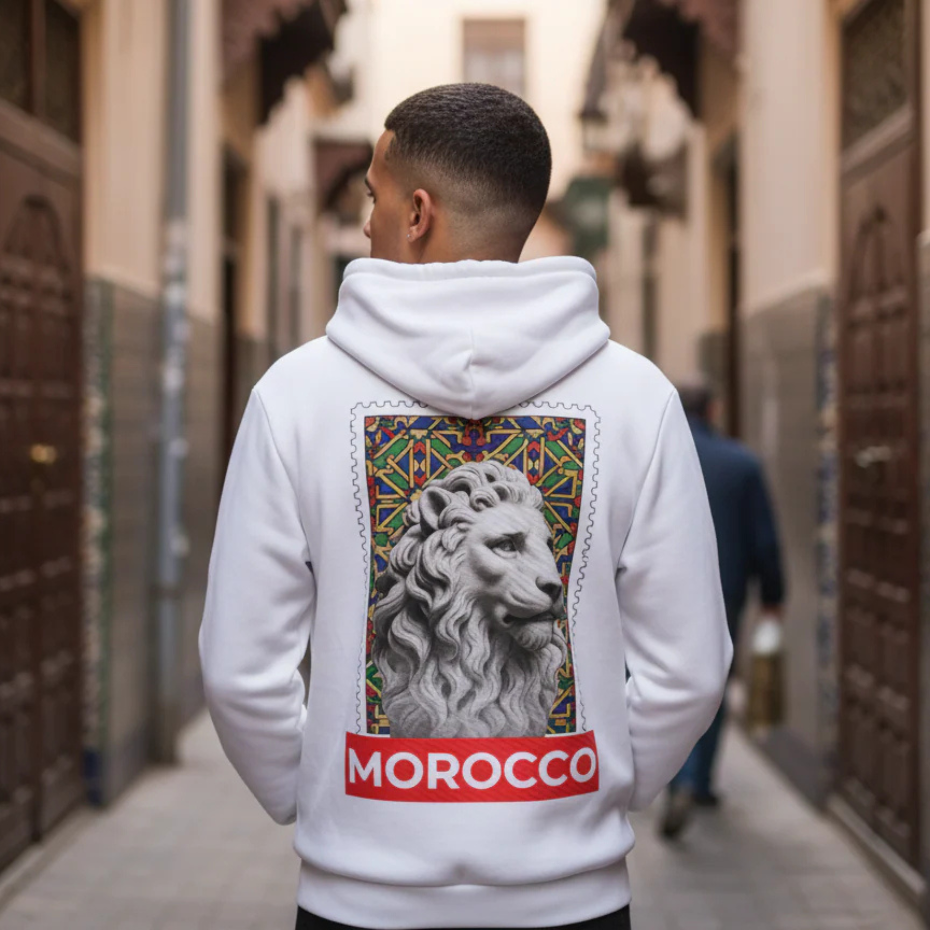 Hoodie Zelij Heritage Lion - Blanc